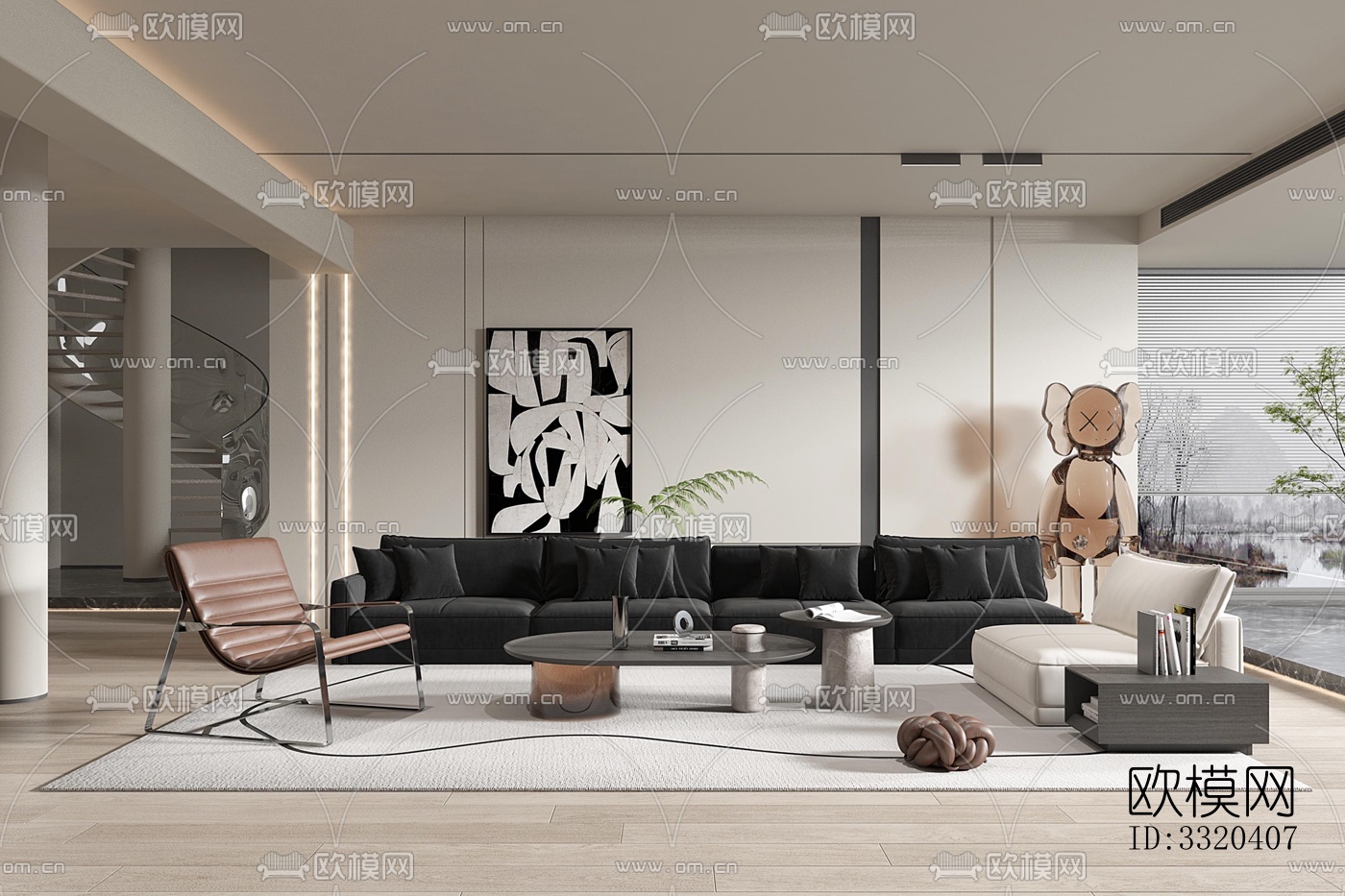 现代客厅效果图下载（渲染图1）