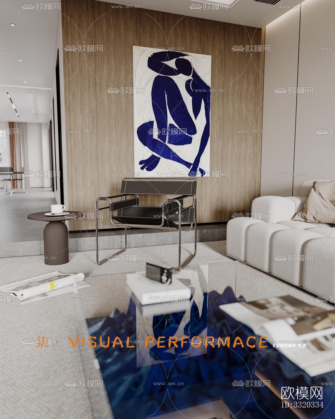 现代客厅效果图下载（渲染图4）