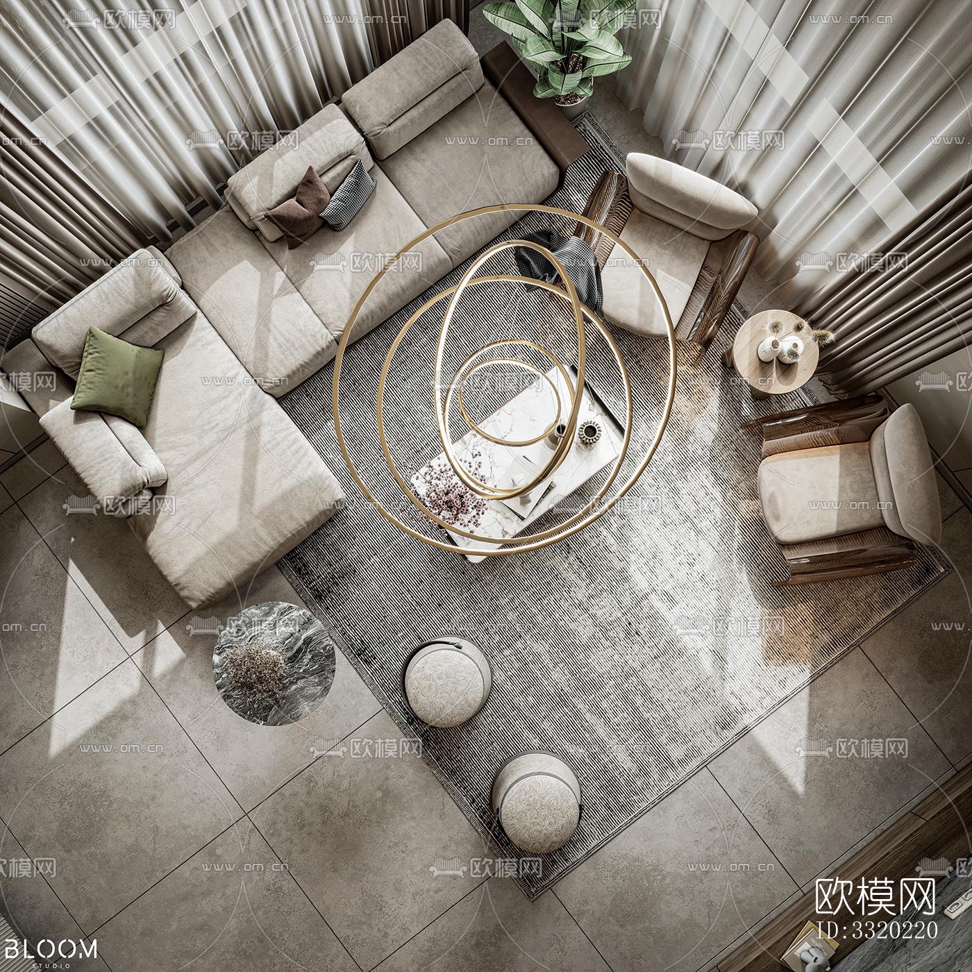 现代客厅效果图下载（渲染图10）