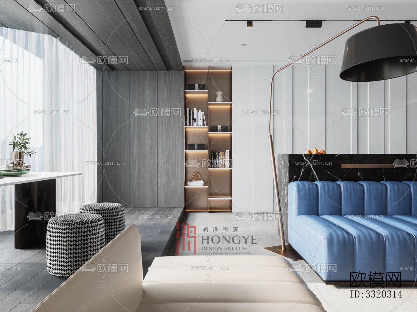 现代客厅效果图下载（渲染图8）