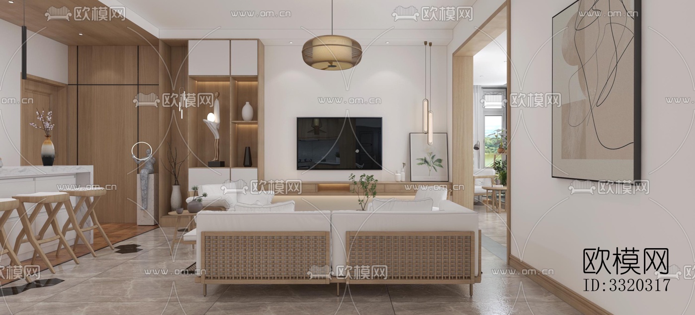 现代客厅效果图下载（渲染图3）