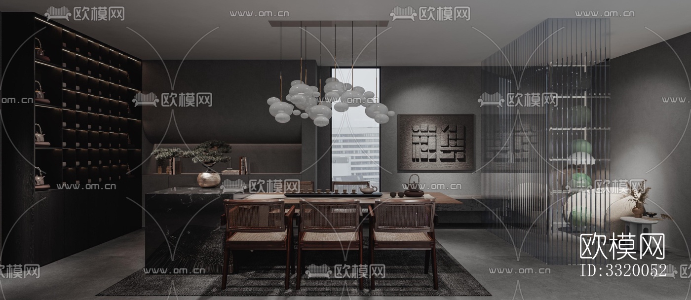 侘寂展览展厅效果图下载（渲染图12）