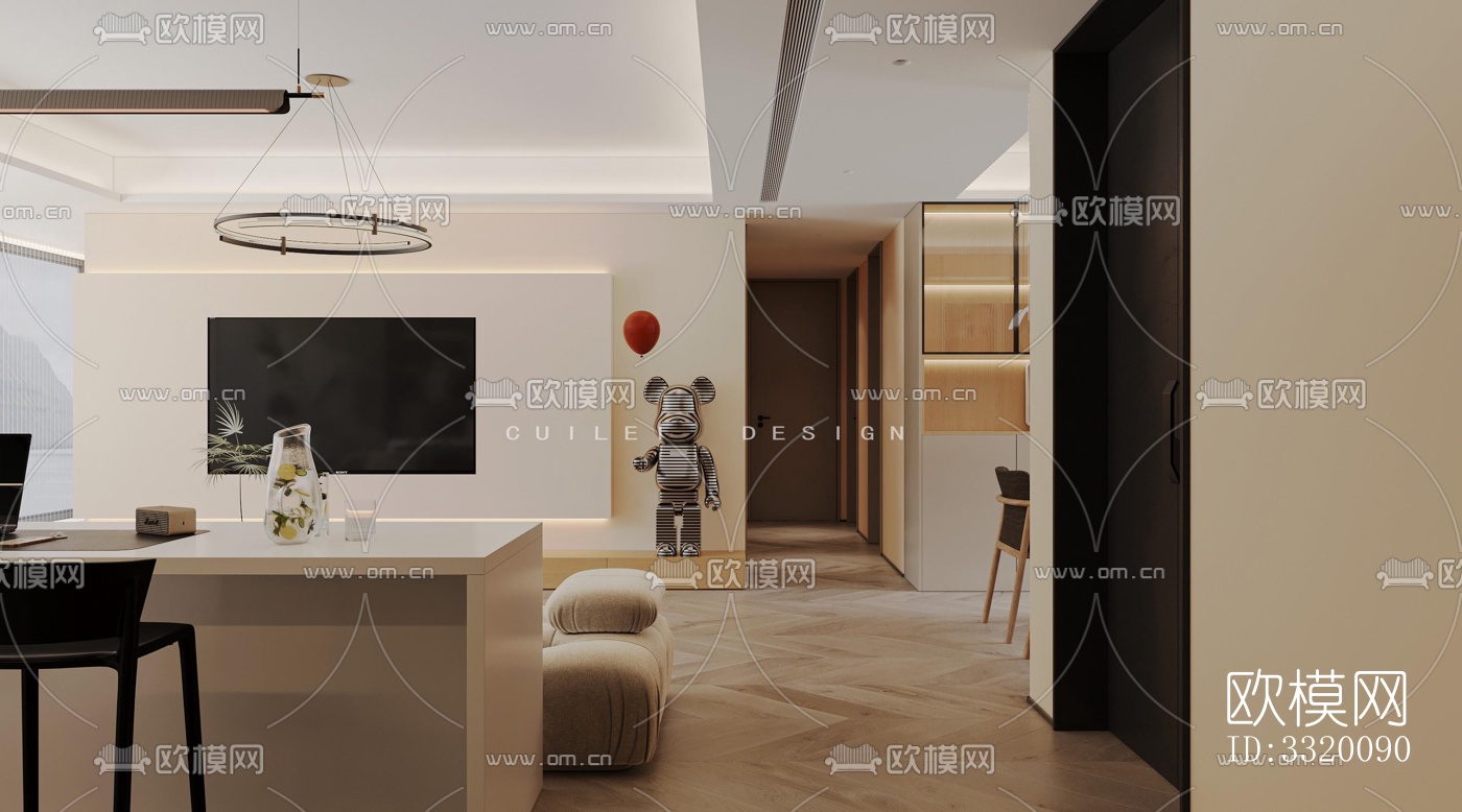 现代客厅效果图下载（渲染图4）