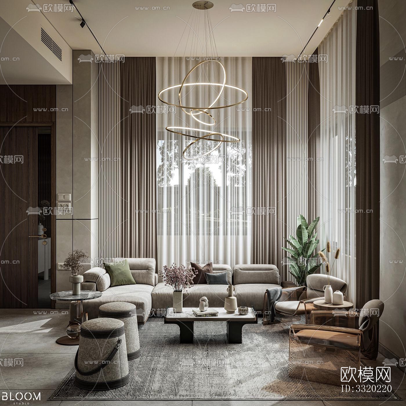 现代客厅效果图下载（渲染图2）