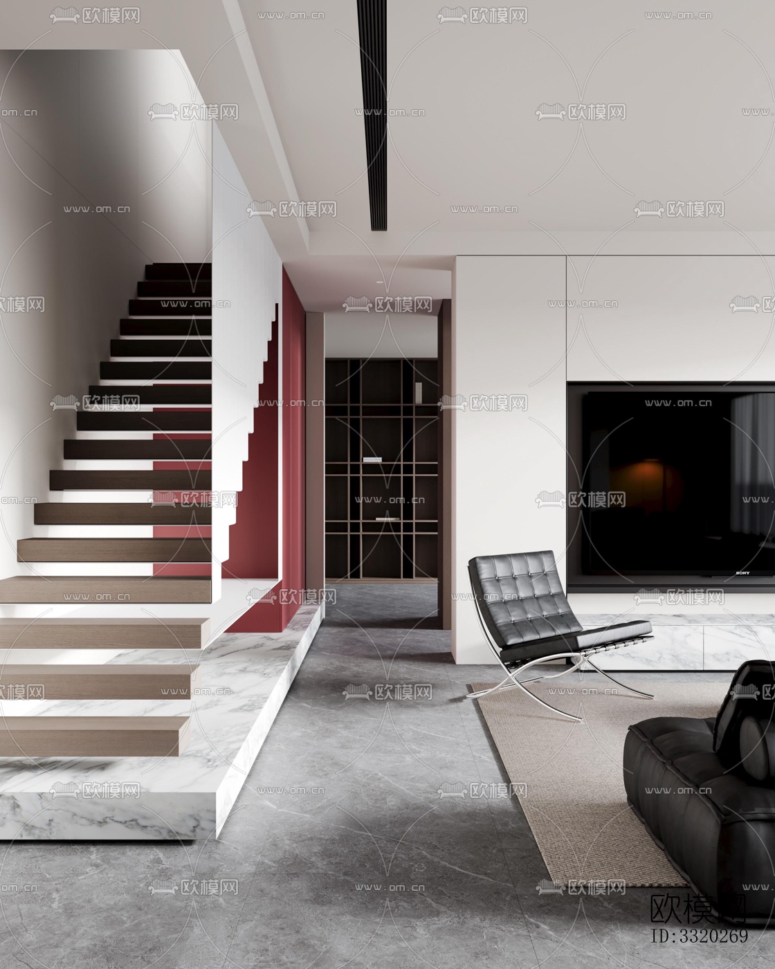 现代客厅效果图下载（渲染图2）