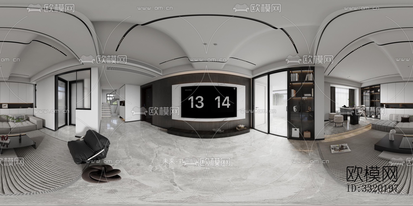 现代客厅效果图下载（渲染图3）