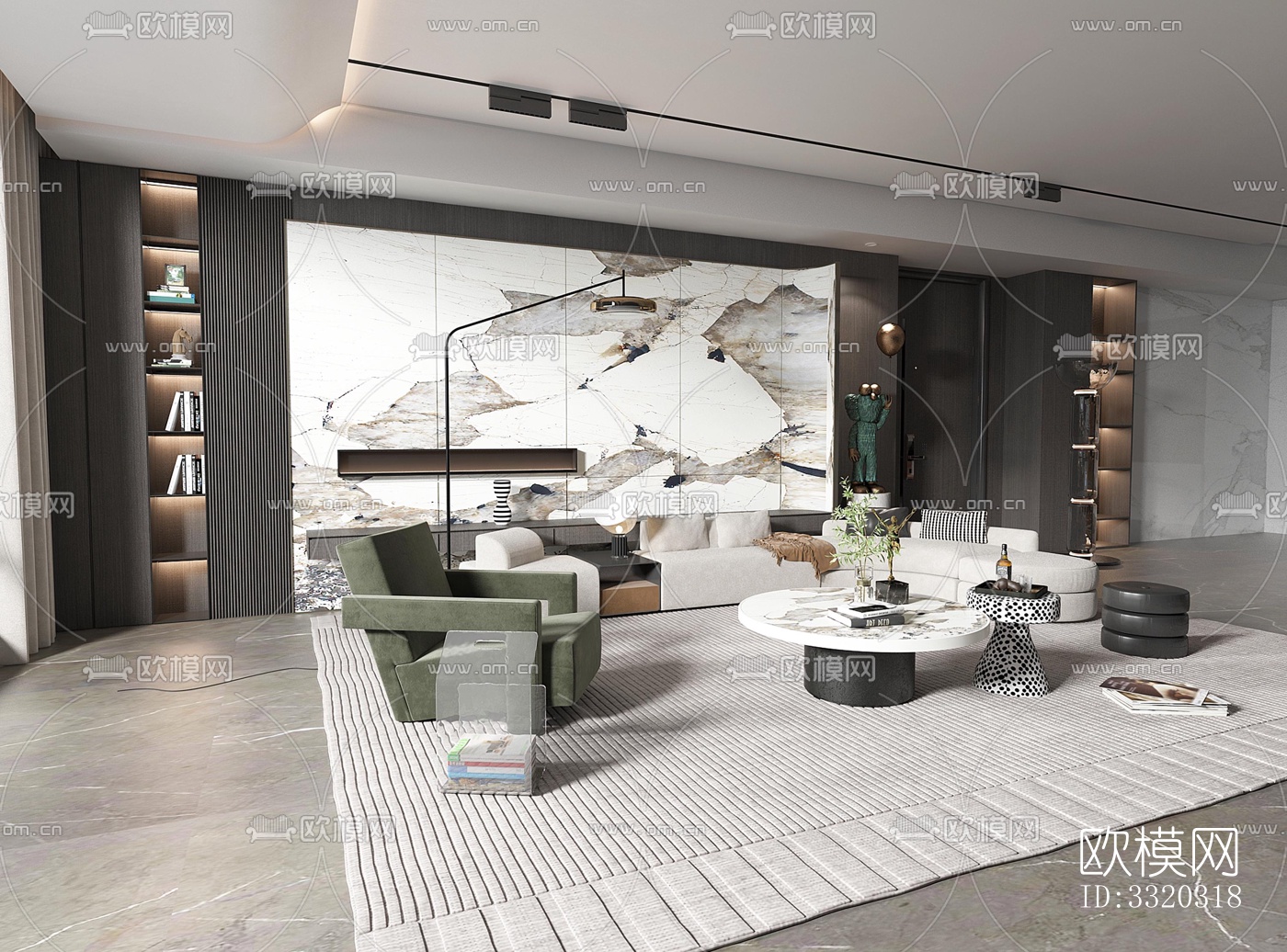 现代客厅效果图下载（渲染图3）