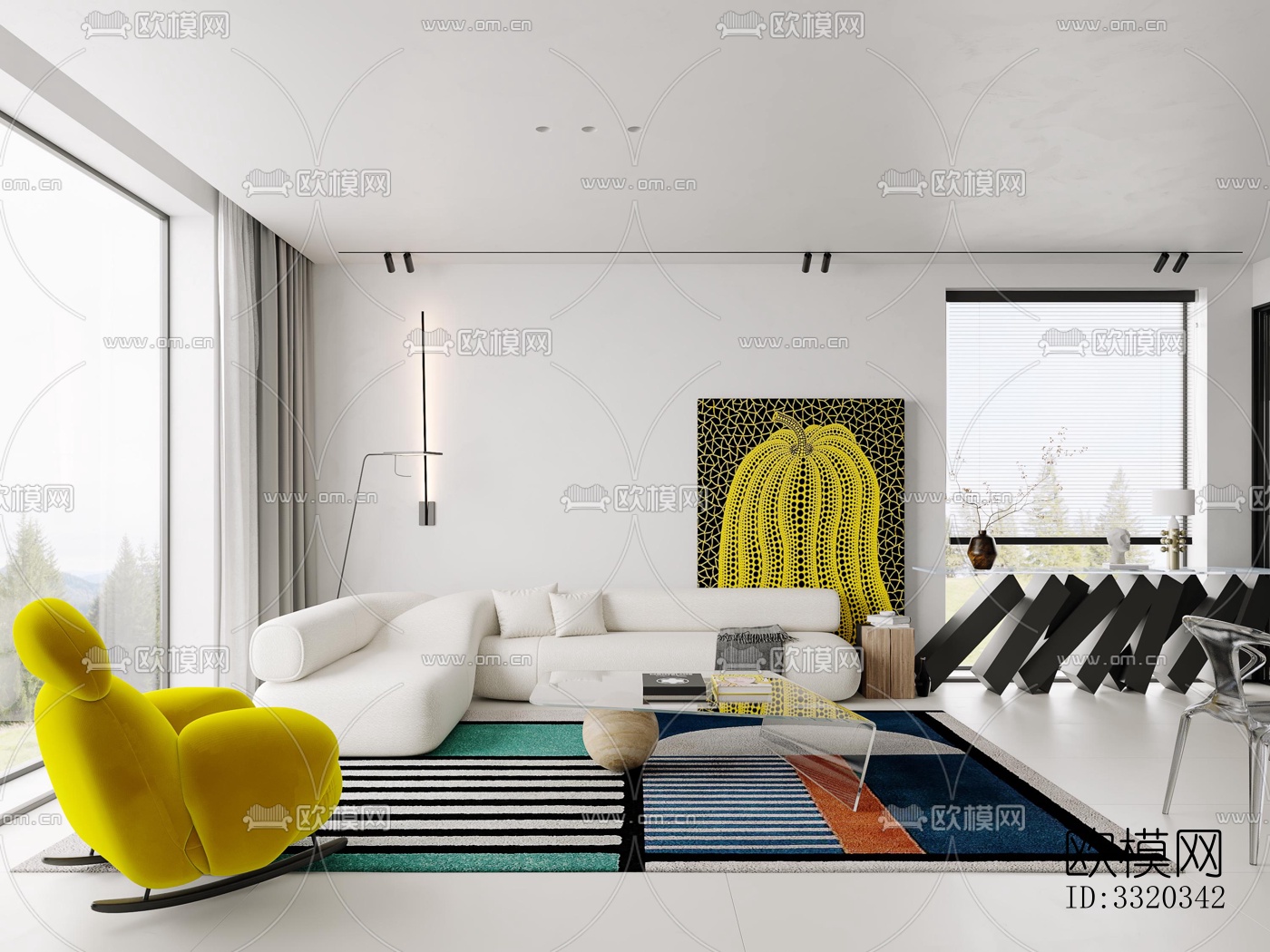 现代客厅效果图下载（渲染图8）