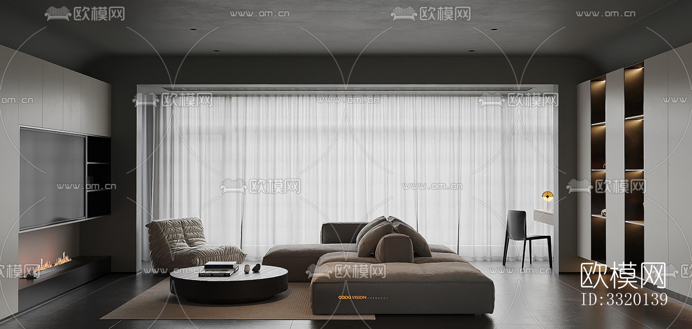 现代客厅效果图下载（渲染图5）