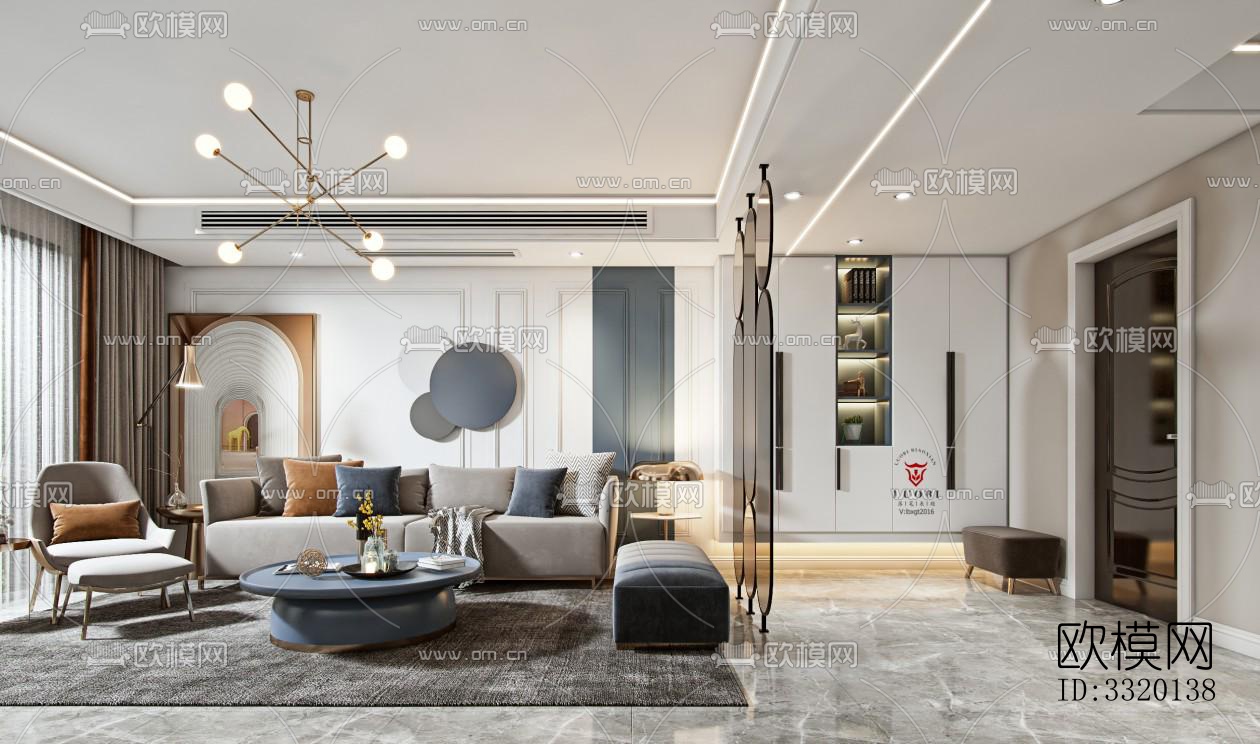现代客厅效果图下载（渲染图1）