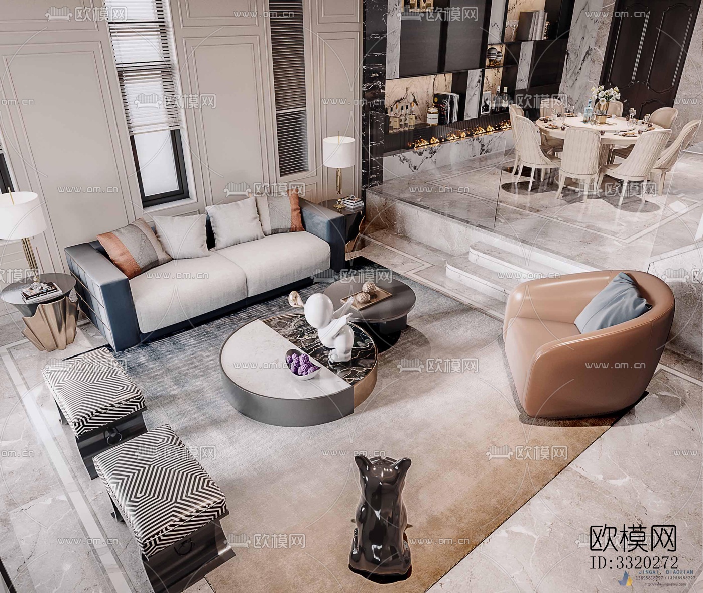 现代客厅效果图下载（渲染图3）