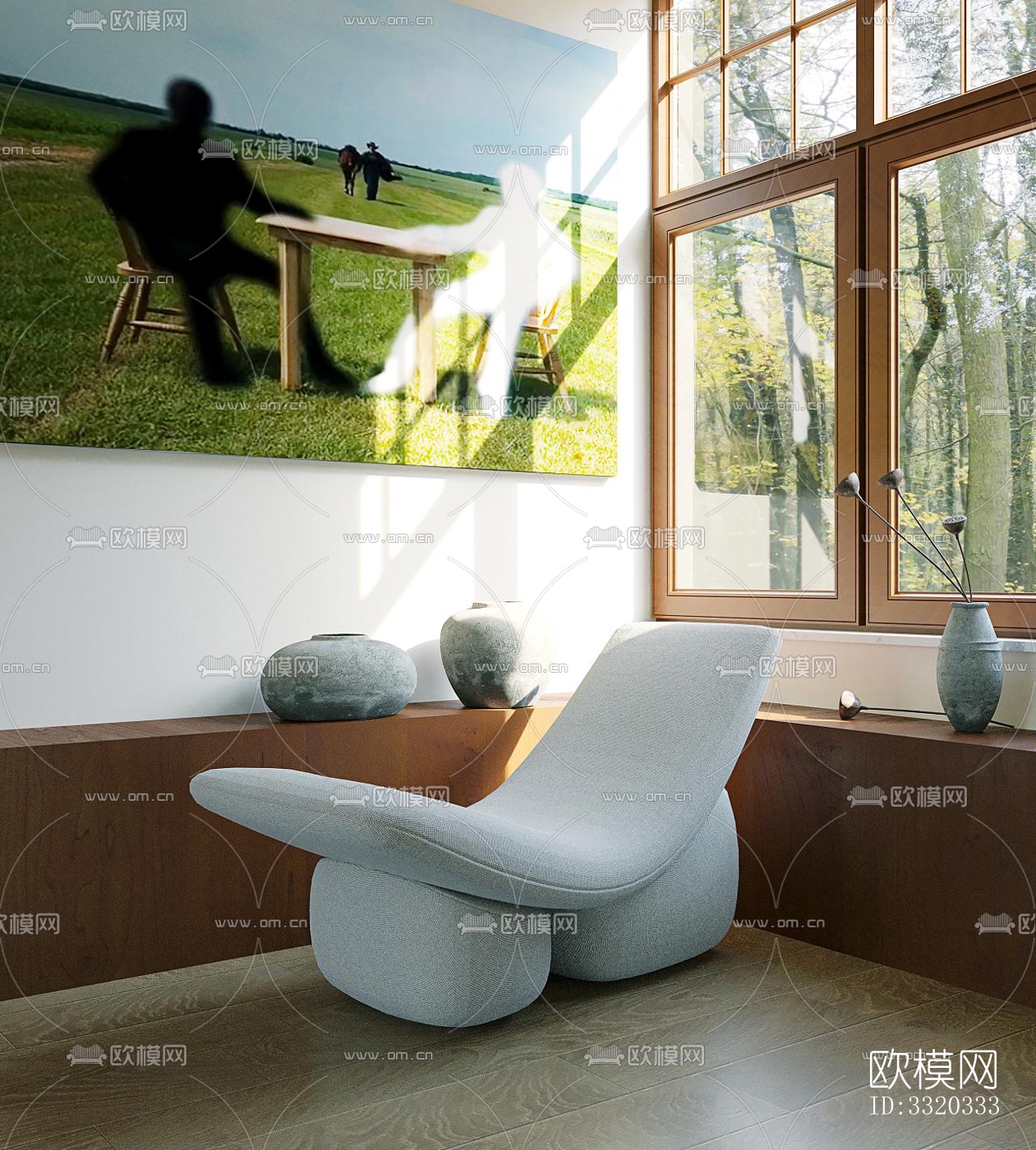 现代客厅效果图下载（渲染图8）