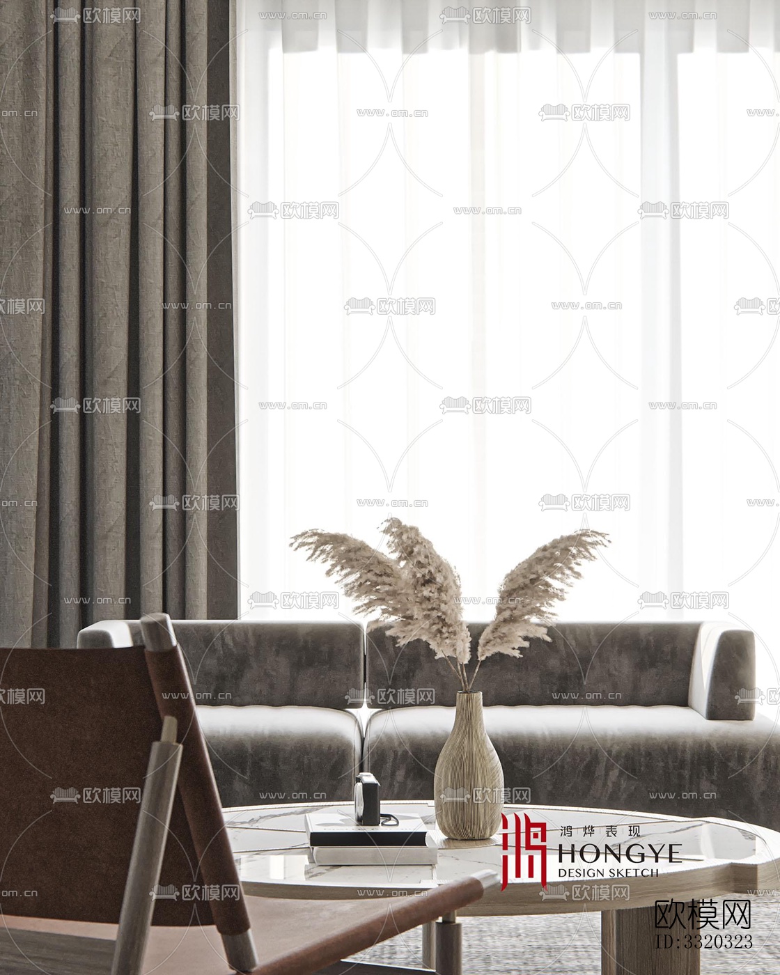 现代客厅效果图下载（渲染图5）