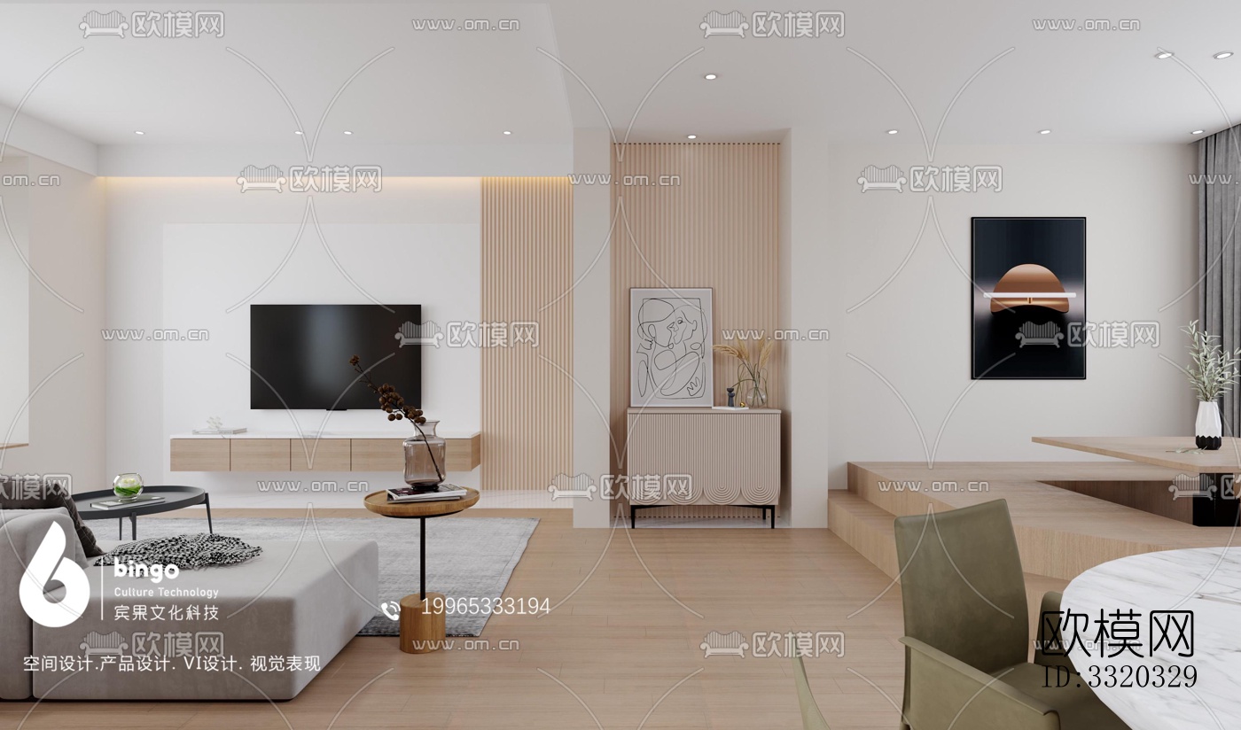 现代客厅效果图下载（渲染图3）