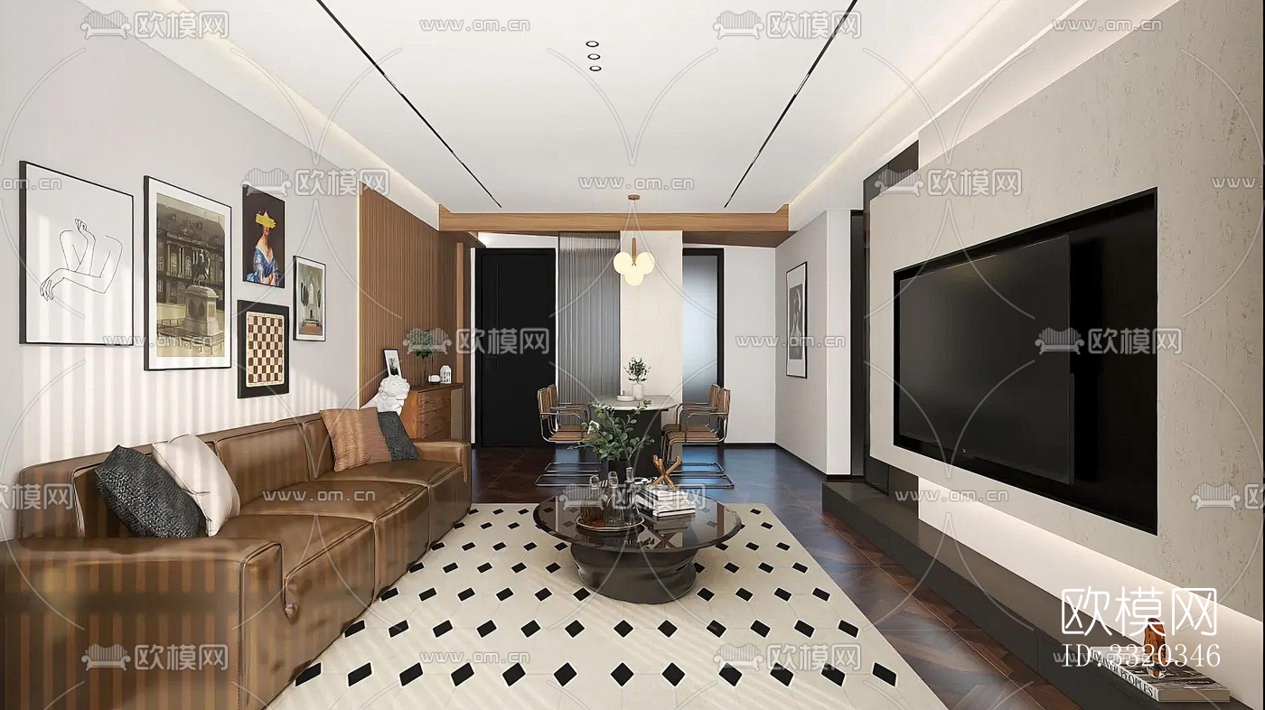现代客厅效果图下载（渲染图2）