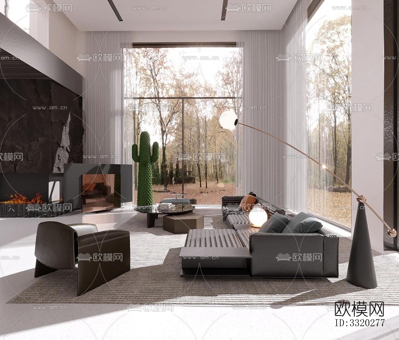 现代客厅效果图下载（渲染图3）