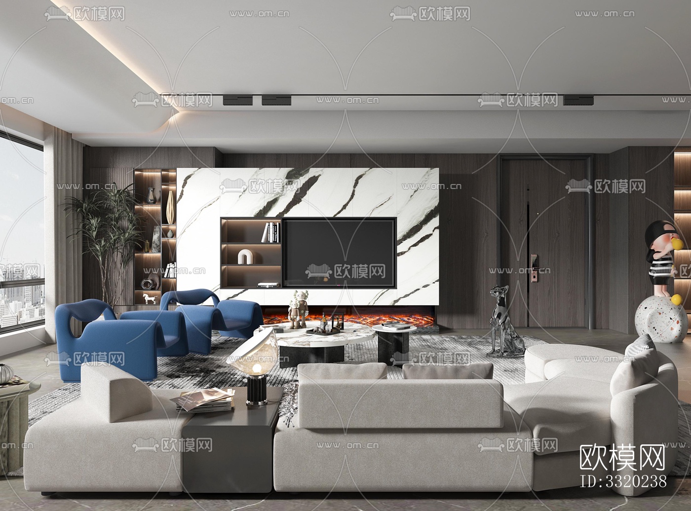 现代客厅效果图下载（渲染图1）