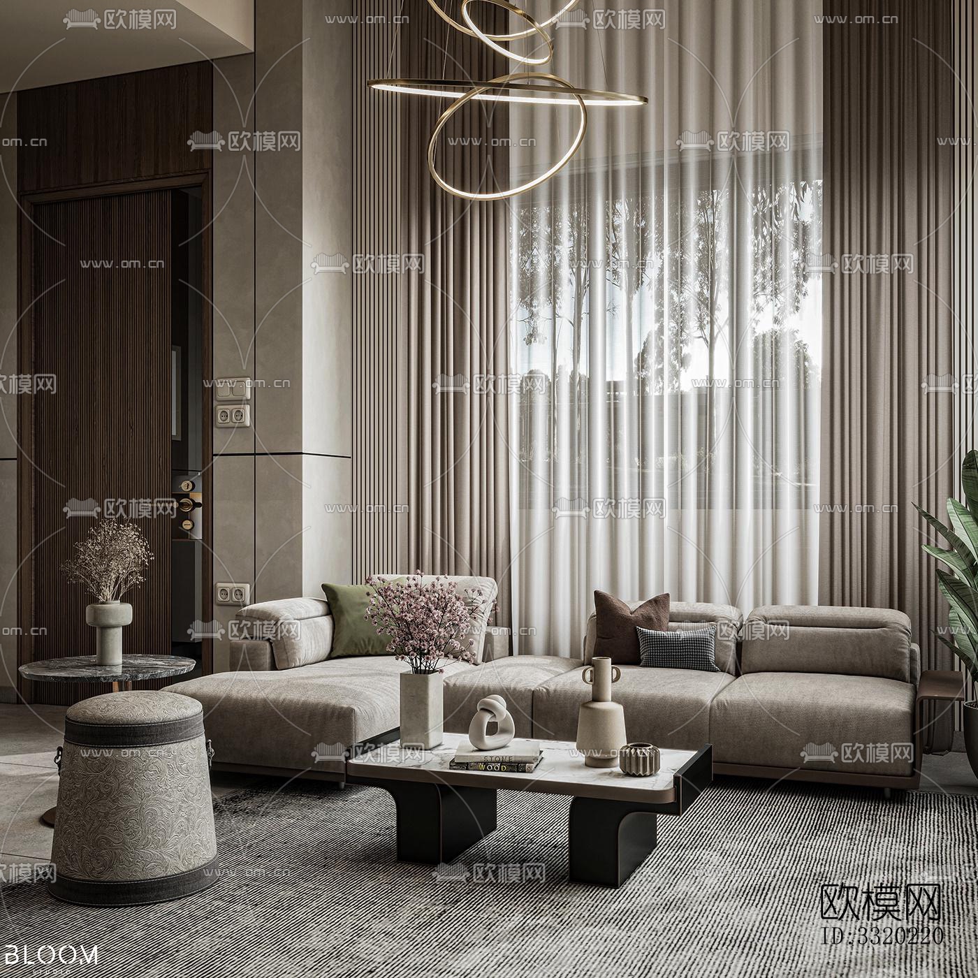 现代客厅效果图下载（渲染图8）