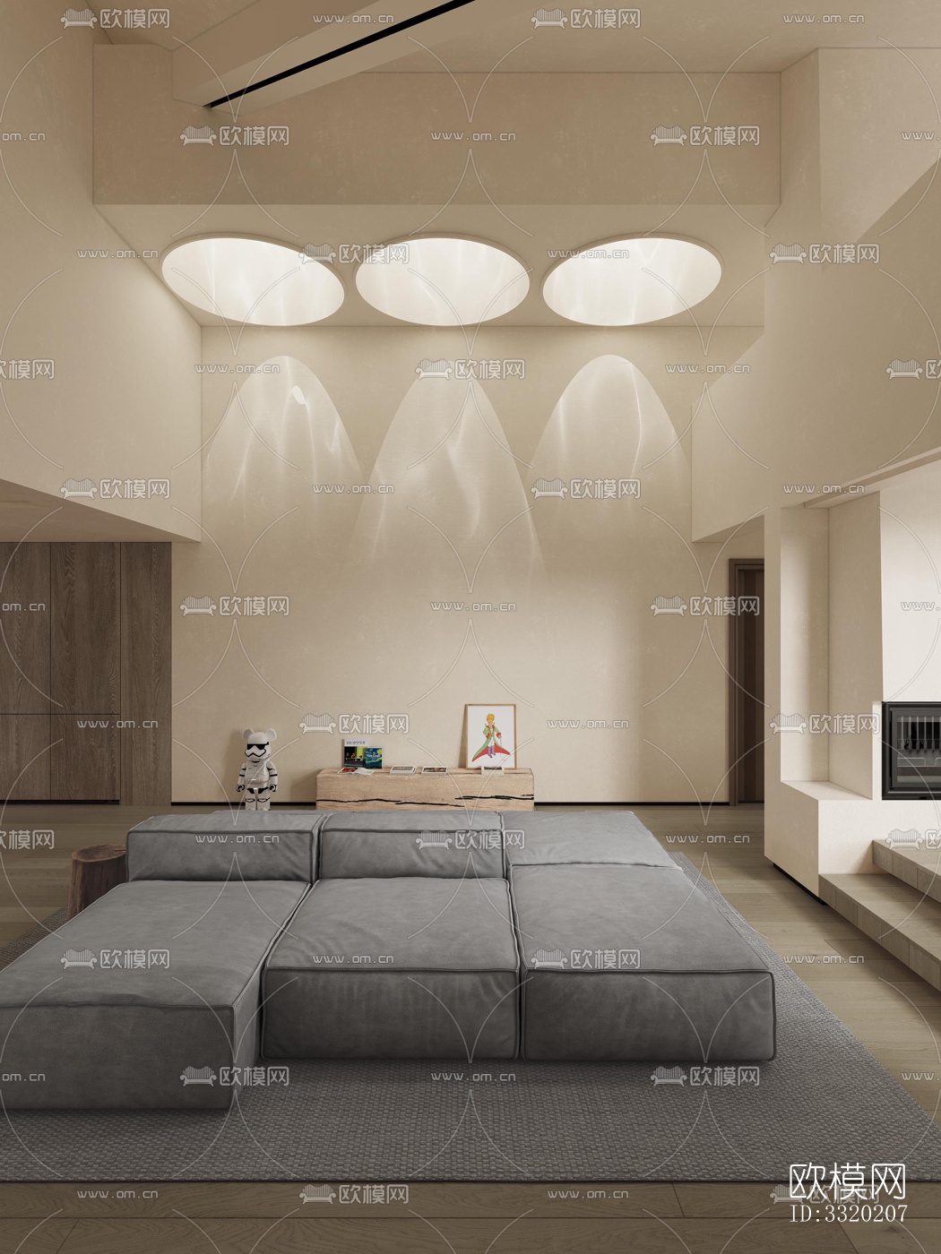 现代客厅效果图下载（渲染图3）