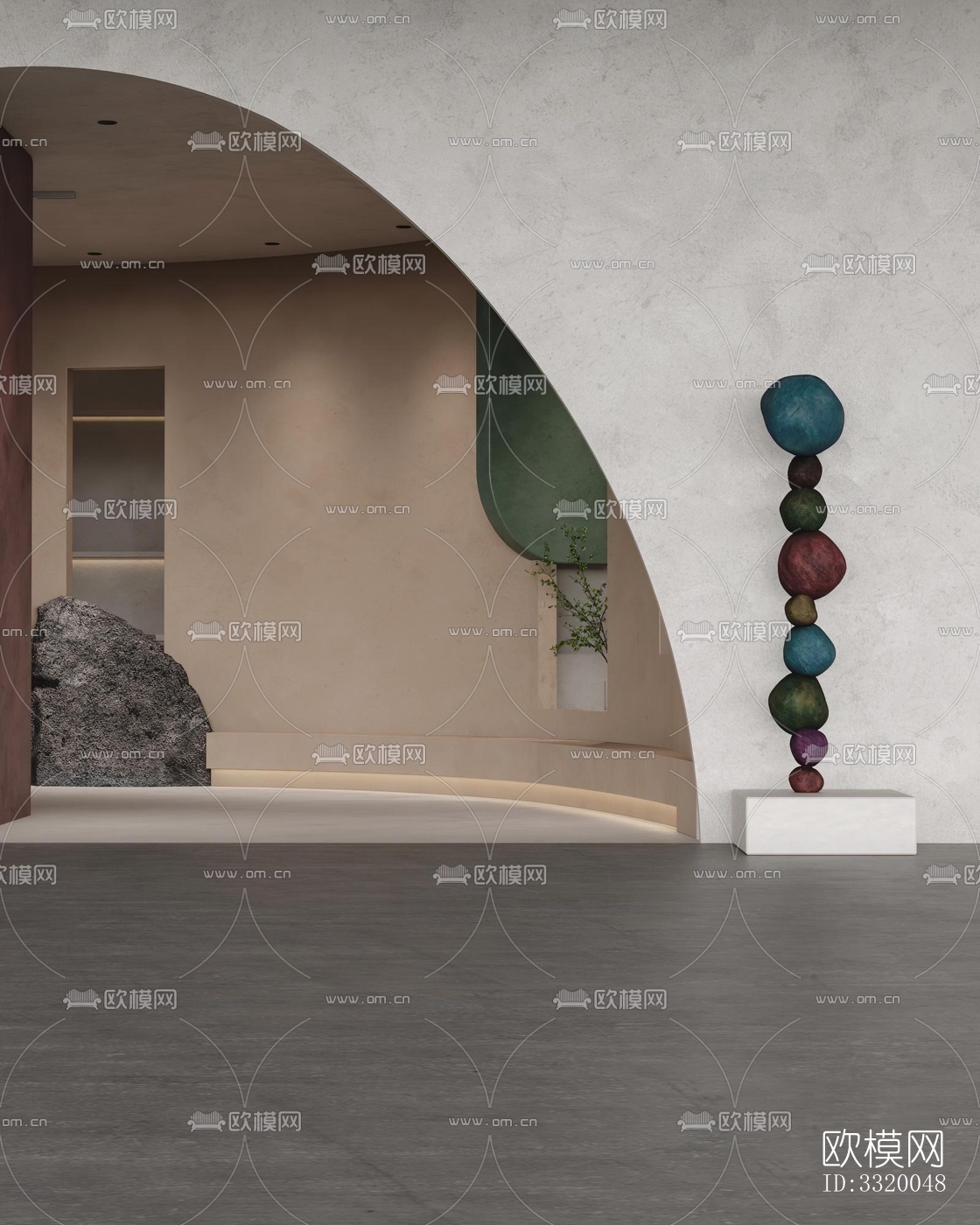 侘寂展览展厅效果图下载（渲染图4）