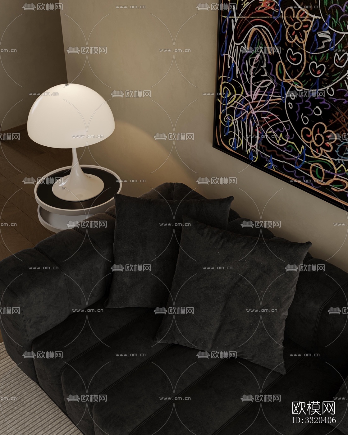 现代客厅效果图下载（渲染图2）