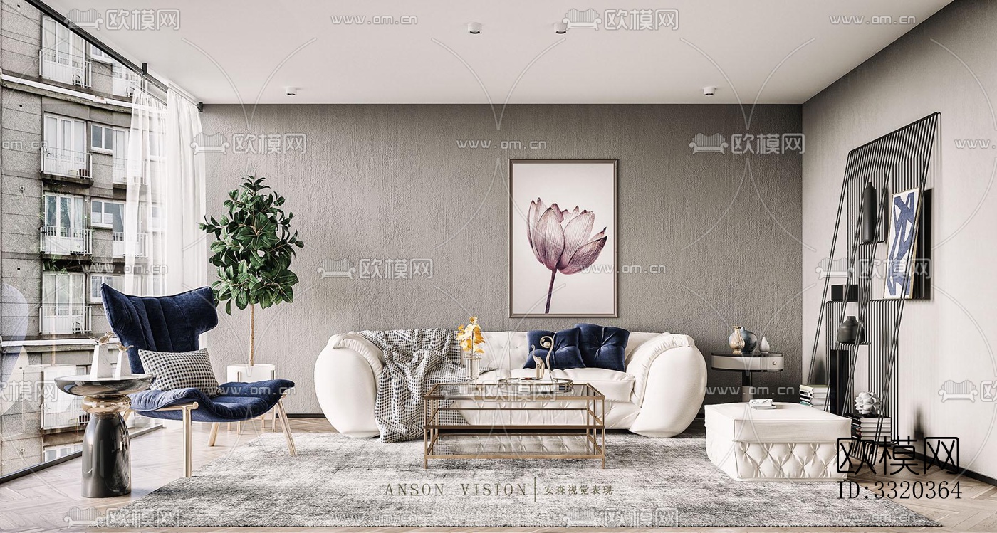 现代客厅效果图下载（渲染图1）