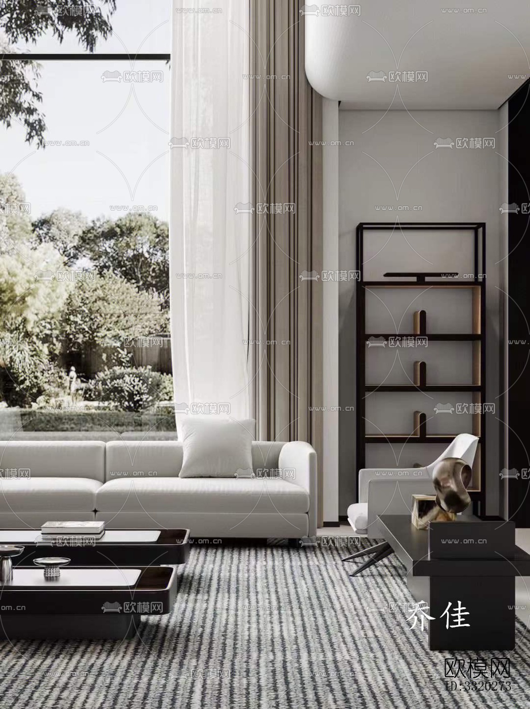 现代客厅效果图下载（渲染图5）