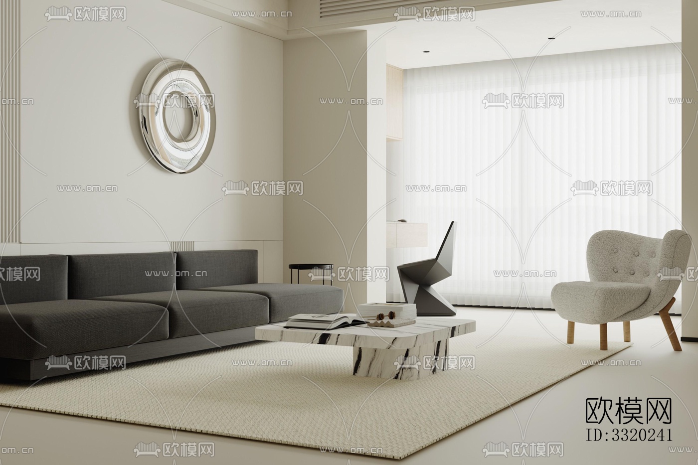 现代客厅效果图下载（渲染图5）