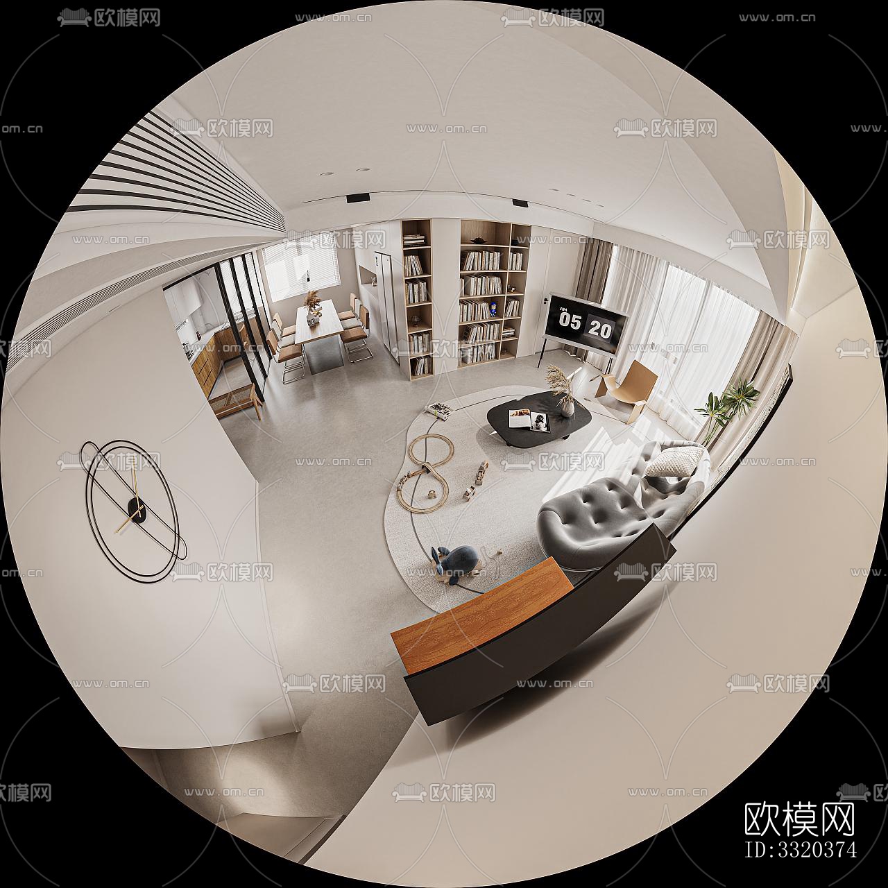 现代客厅效果图下载（渲染图4）