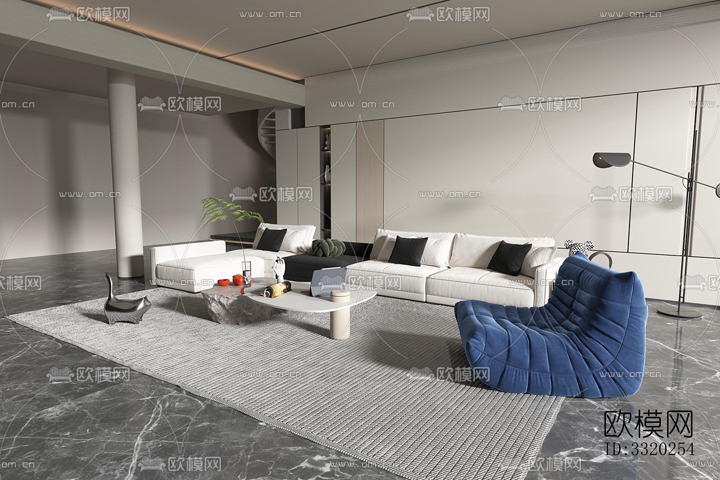 现代客厅效果图下载（渲染图2）