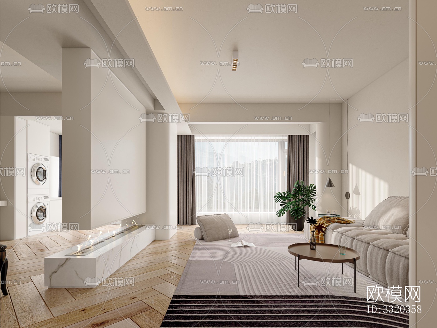 现代客厅效果图下载（渲染图1）