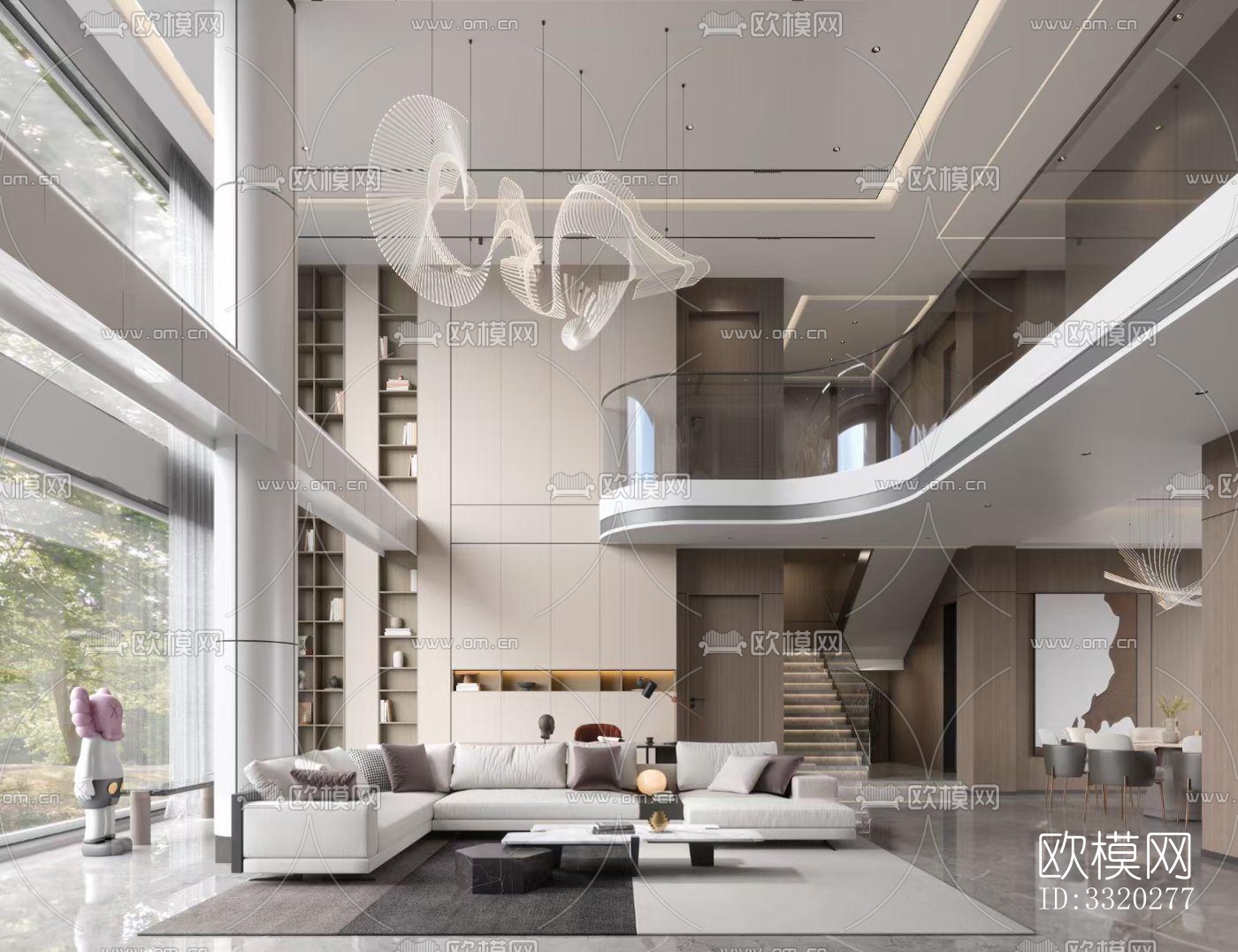 现代客厅效果图下载（渲染图2）