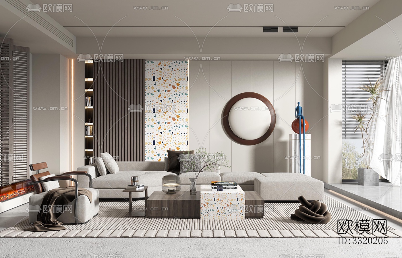 现代客厅效果图下载（渲染图1）