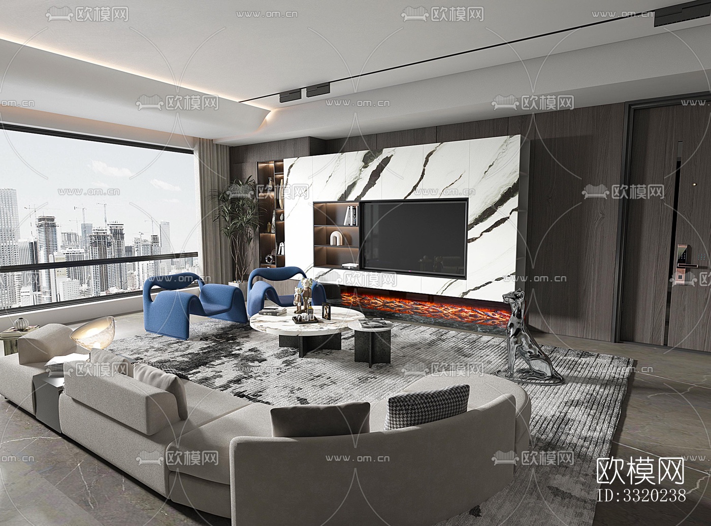现代客厅效果图下载（渲染图2）