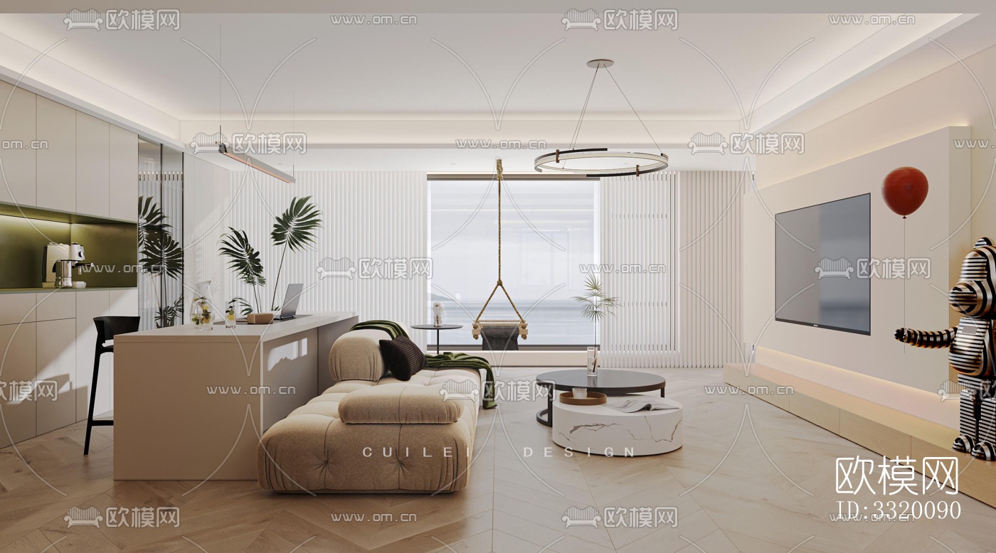 现代客厅效果图下载（渲染图3）