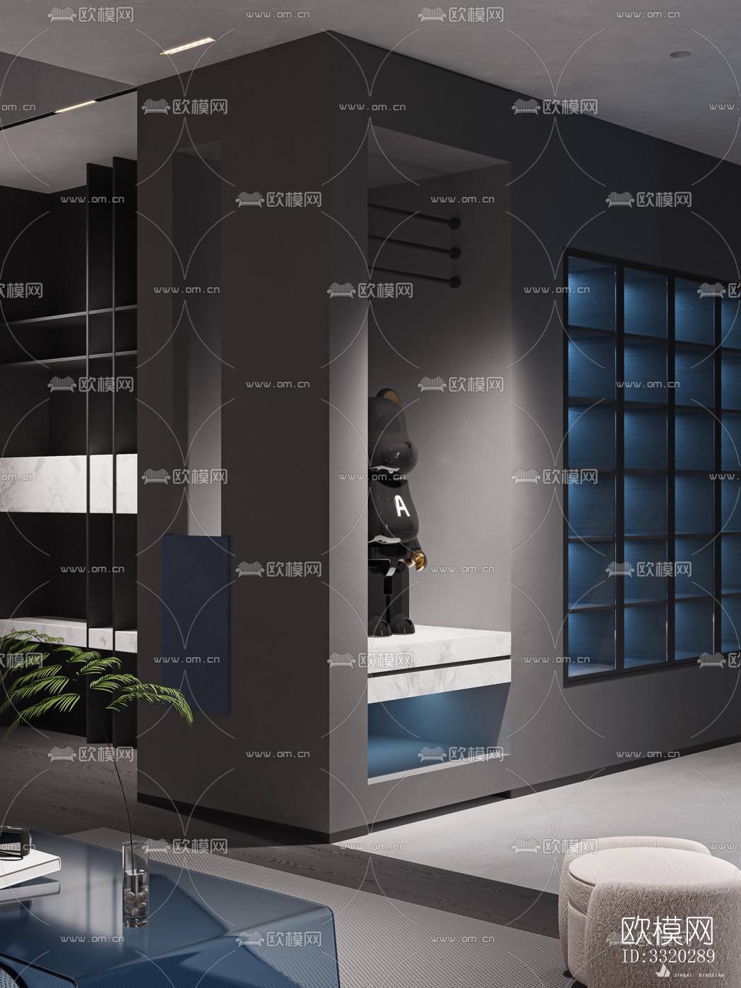 现代客厅效果图下载（渲染图3）