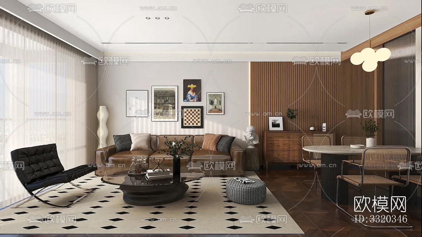 现代客厅效果图下载（渲染图3）