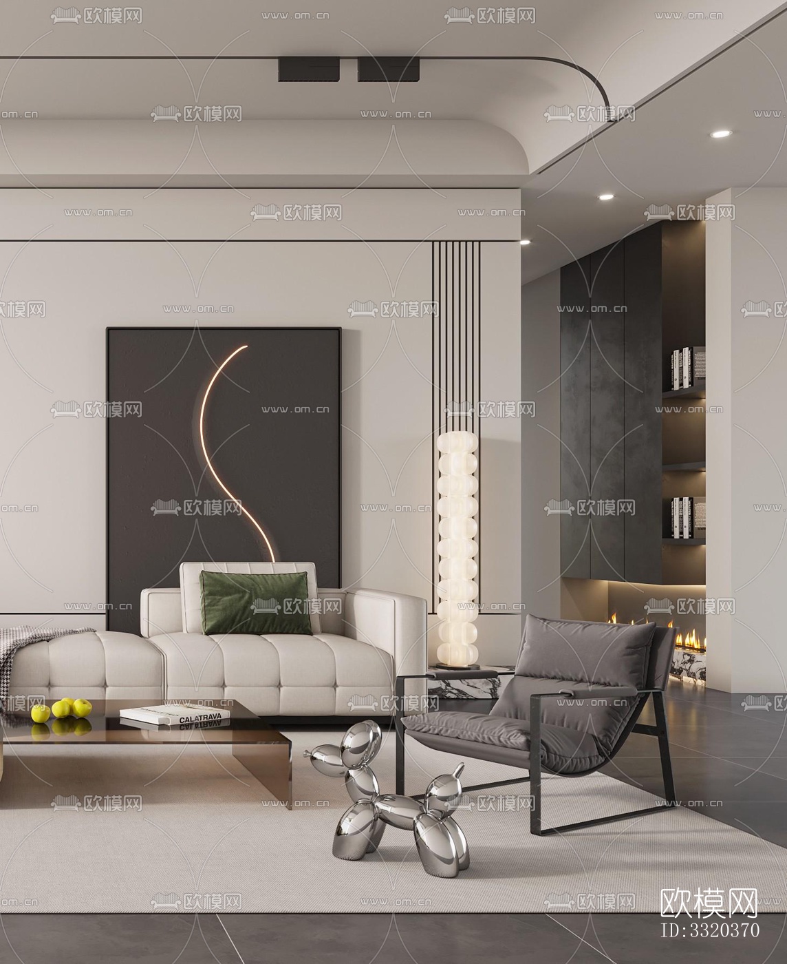 现代客厅效果图下载（渲染图3）