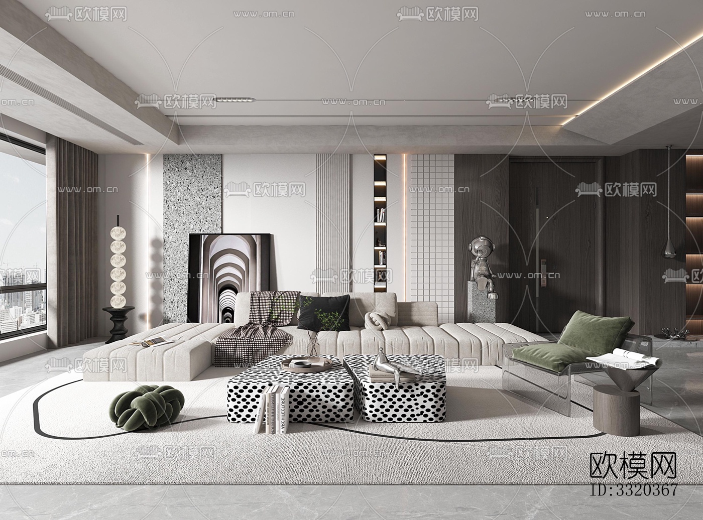 现代客厅效果图下载（渲染图1）