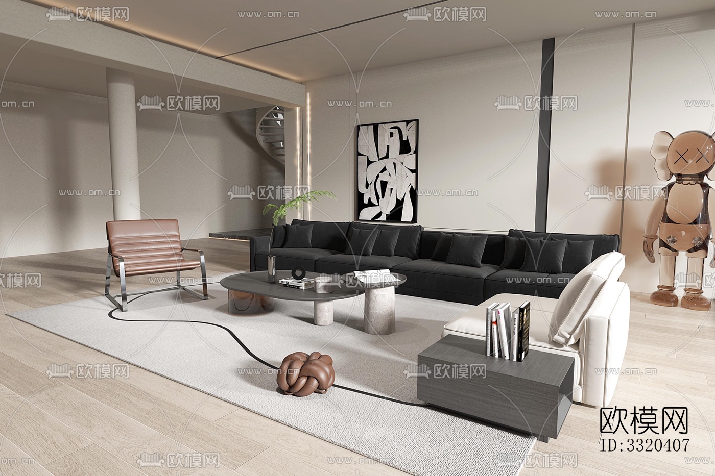 现代客厅效果图下载（渲染图2）