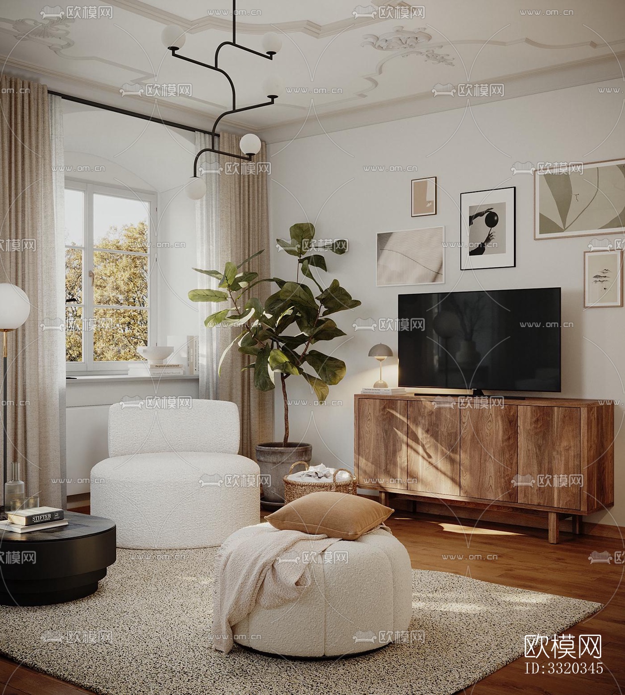 现代客厅效果图下载（渲染图8）