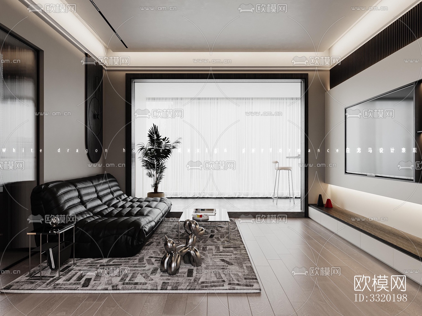 现代客厅效果图下载（渲染图4）