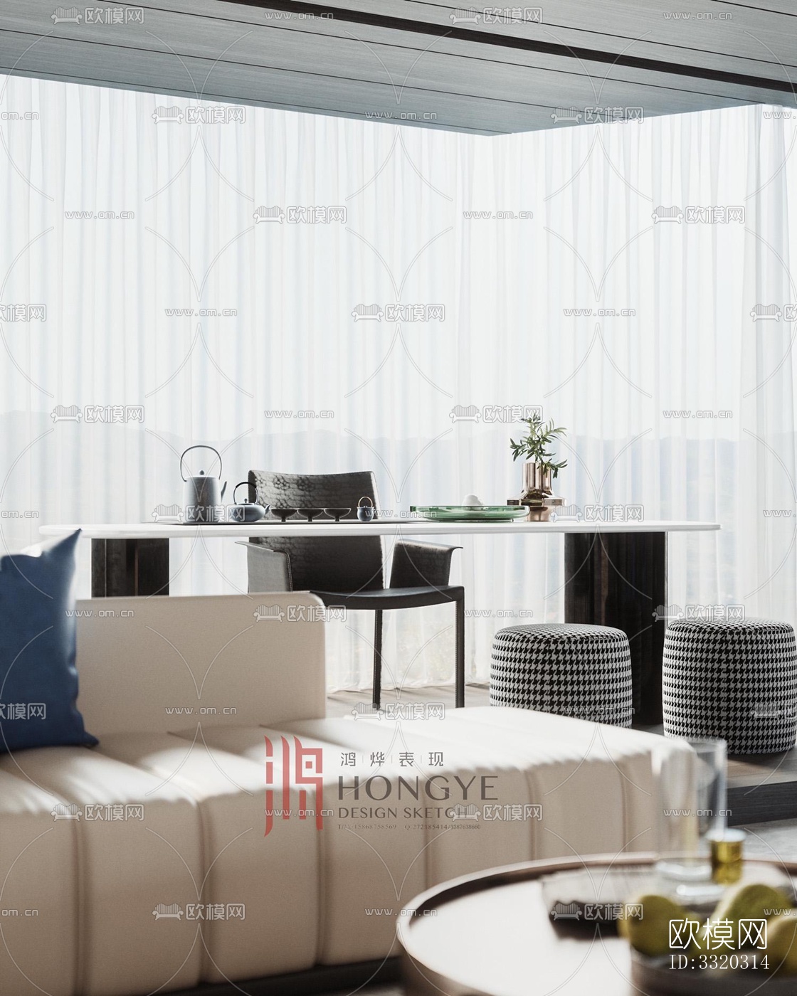 现代客厅效果图下载（渲染图7）