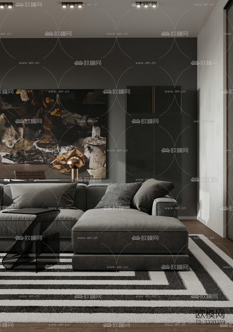 现代客厅效果图下载（渲染图7）