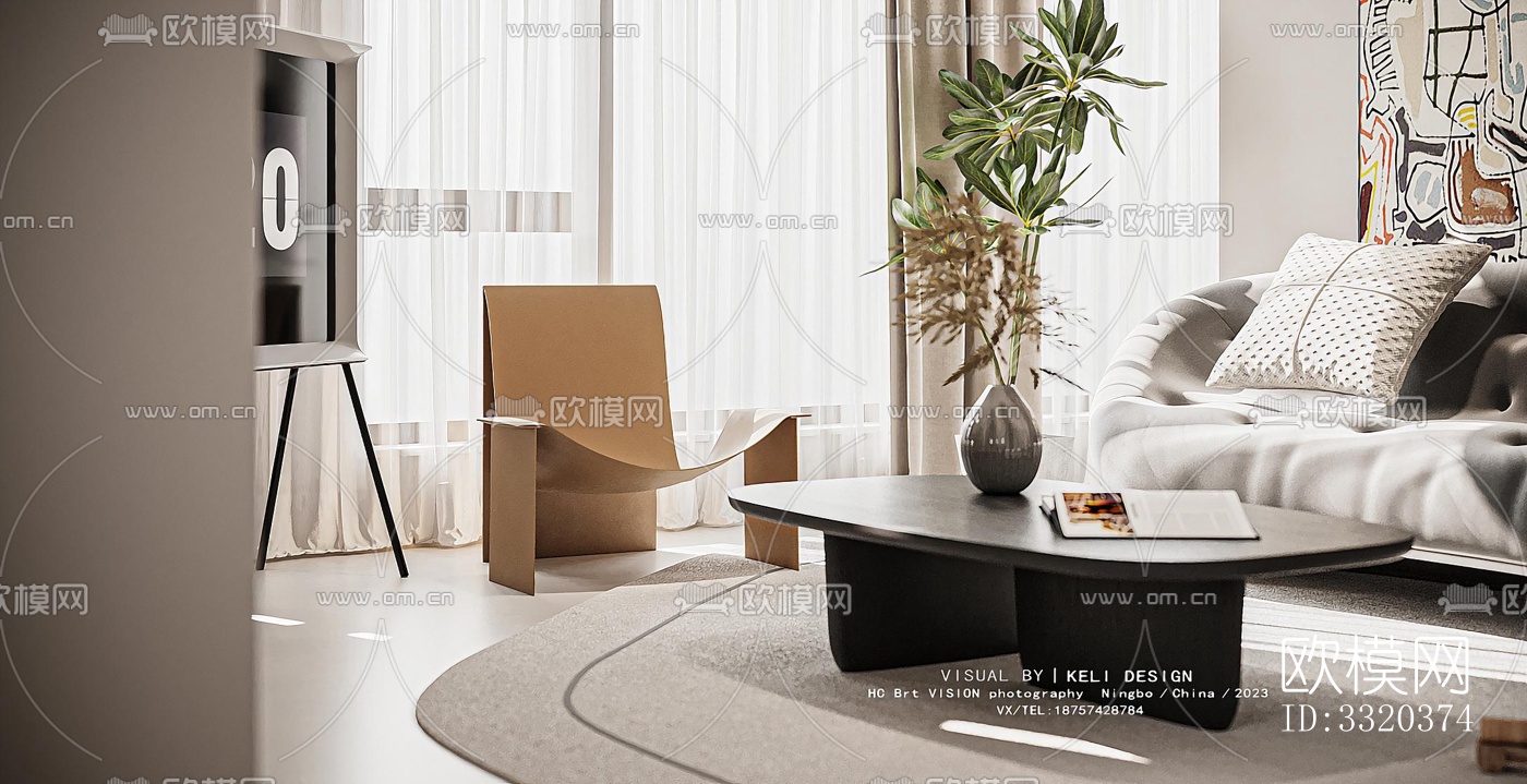 现代客厅效果图下载（渲染图2）