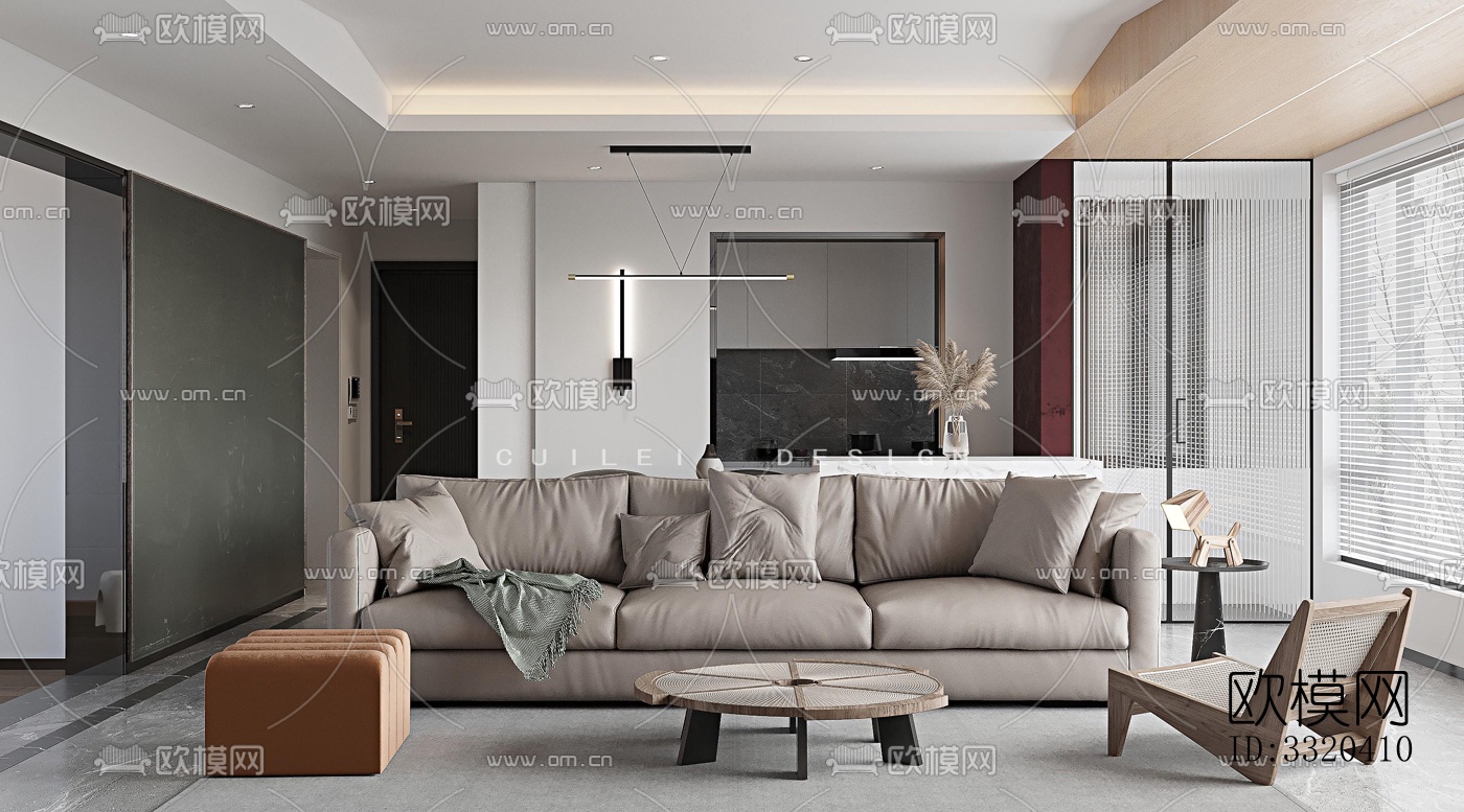 现代客厅效果图下载（渲染图3）