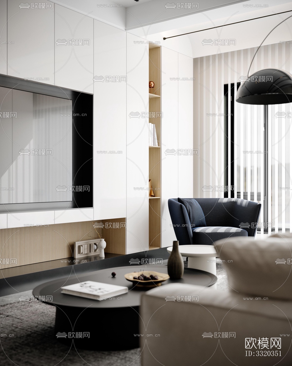 现代客厅效果图下载（渲染图4）