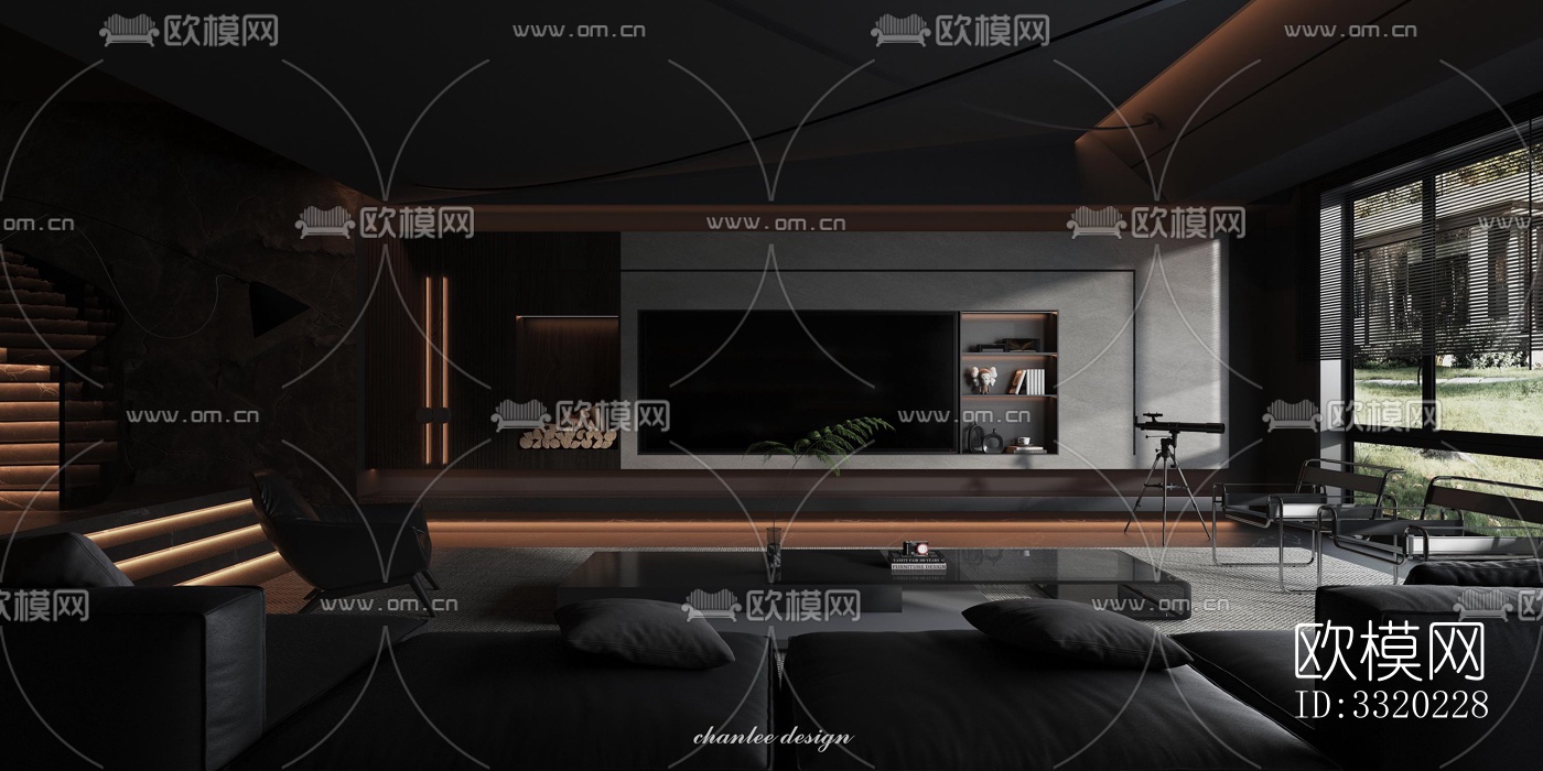 现代客厅效果图下载（渲染图1）