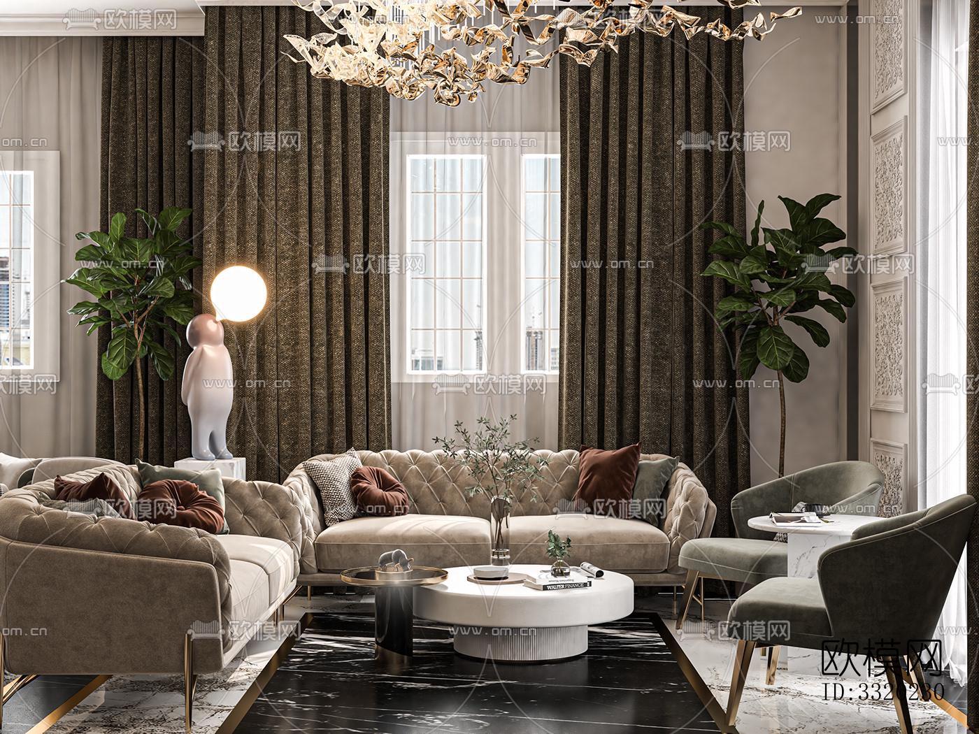 现代客厅效果图下载（渲染图2）