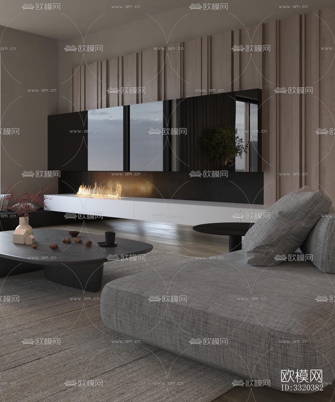 现代客厅效果图下载（渲染图4）